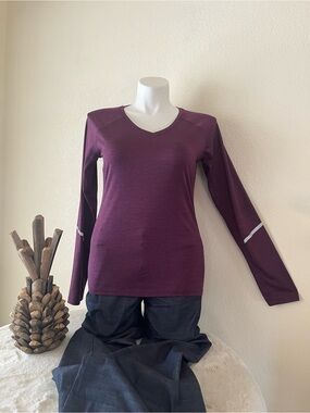 Reebok Women's Long Sleeve V-Neck Top in Plum